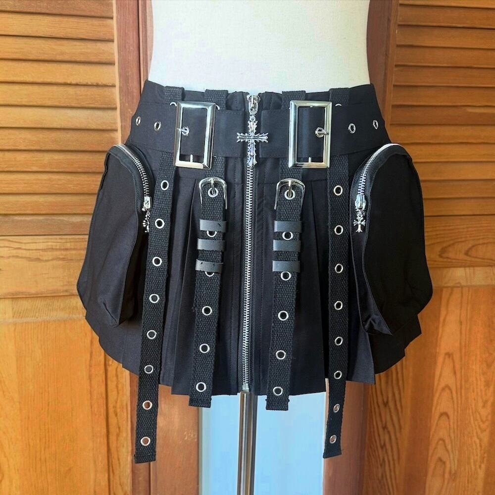 Dark in Love Goth Punk Emo Vkei Cyber Cargo Pockets Tactical Mini Skirt